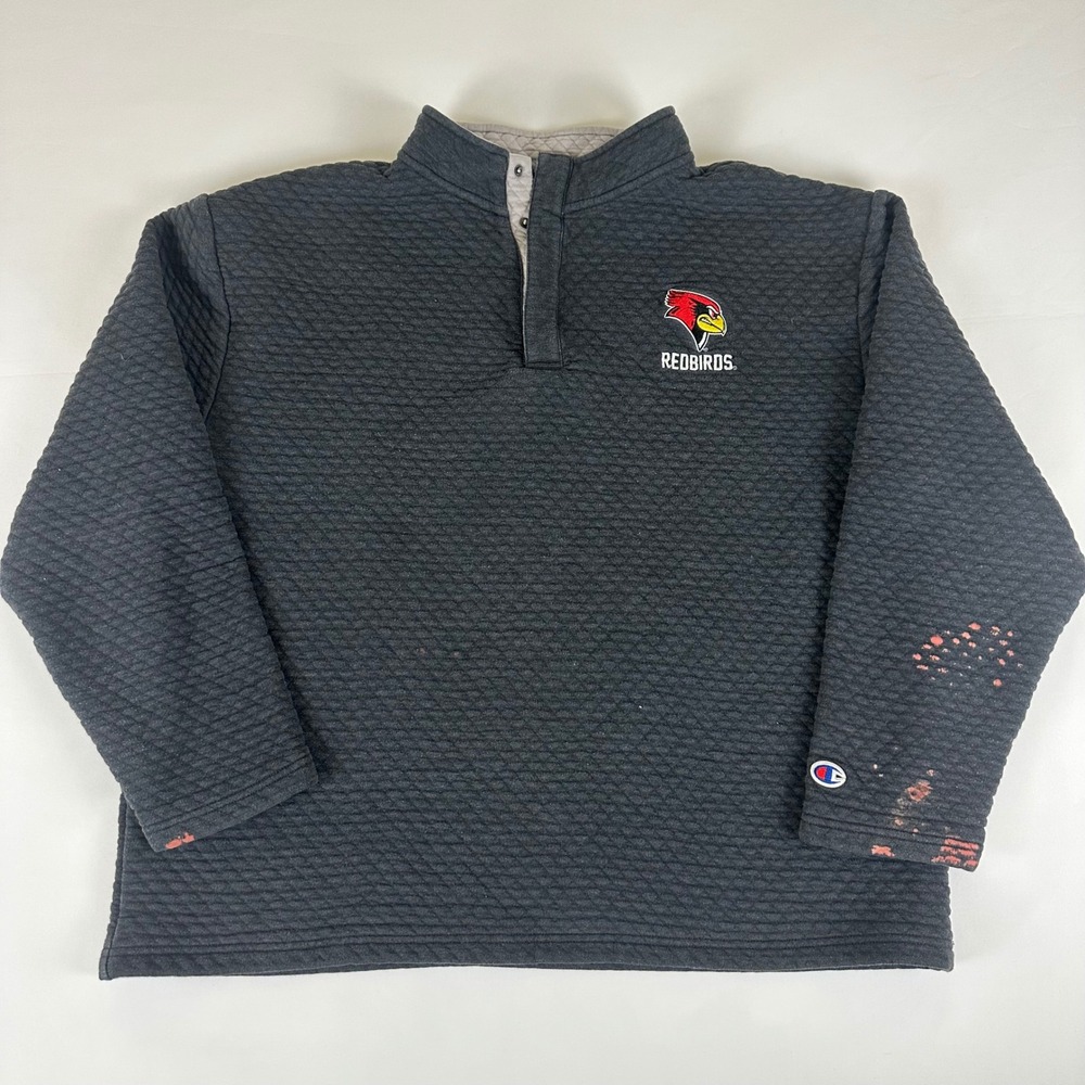 Champion Redbirds Pullover Sweatshirt Quilted Black Mens Athletic‎ Wear Size XL